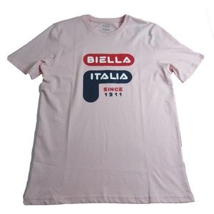 Fila Mens Biella Italia 1911 Tee Short Sleeve T-Shirt Caulk Pink Mens Medium M